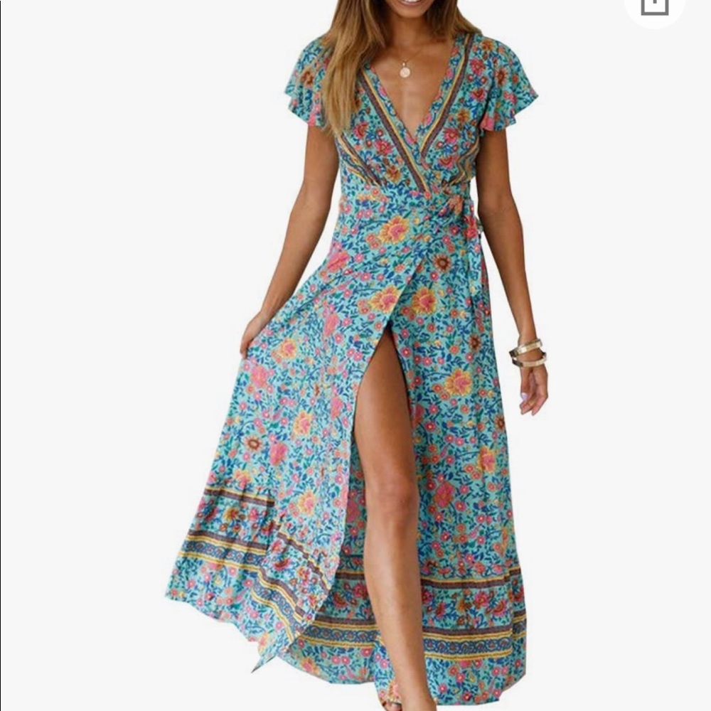 Floral maxi wrap dress